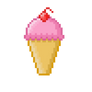 Pixel Pink Ice Cream Cone with Cherry 1000x1000px