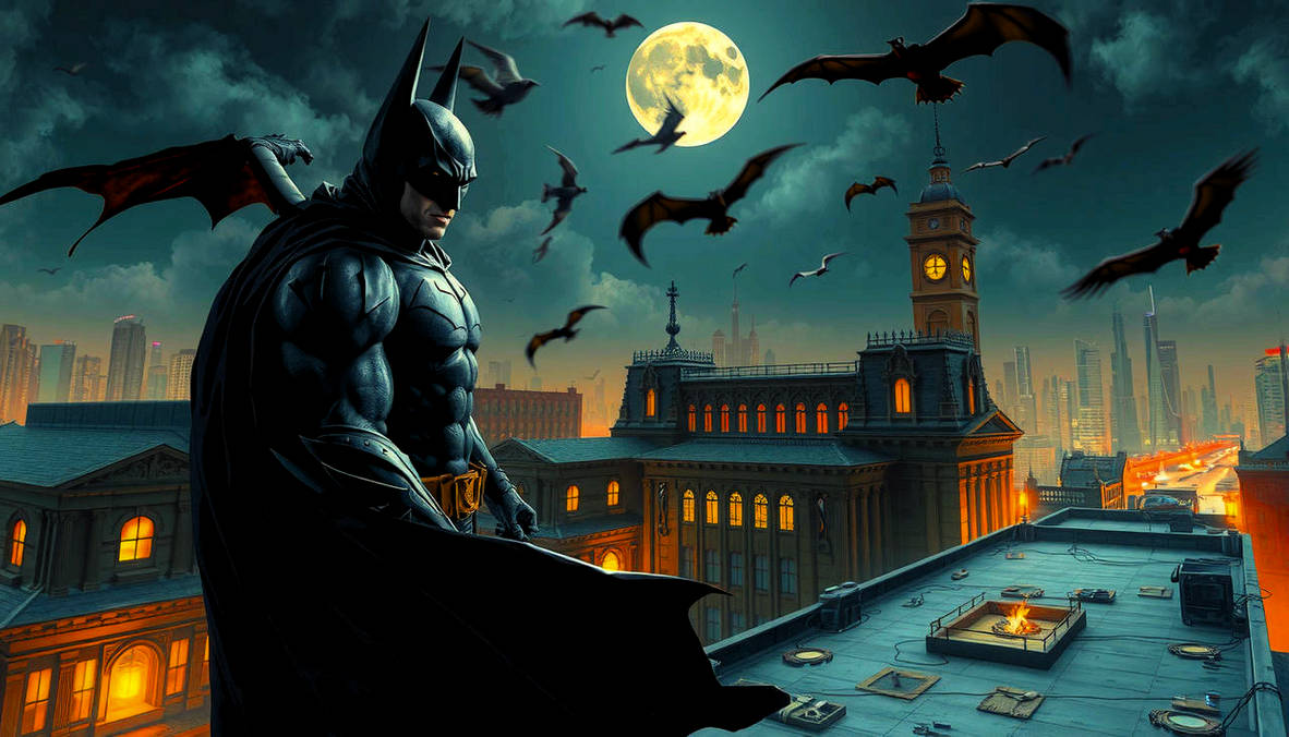 Batman Rooftop Backdrops Batman: Resolve, Bravery and Justice by LookBookCatBAI on DeviantArt