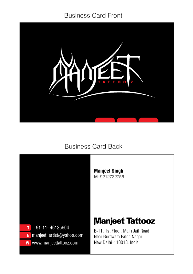 Manjeet Tattooz Business Card