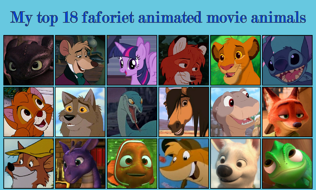 My top 18 animated movie animals by DragonM97HD on DeviantArt My top 18 animated movie animals by DragonM97HD on DeviantArt