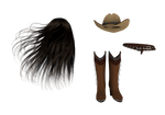 PNG long hair boots hat belt
