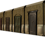 3d hallway with doors slanted