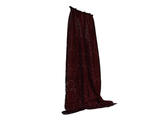 deep red curtains side cut-out