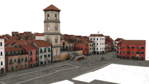 small town buildings 3d png
