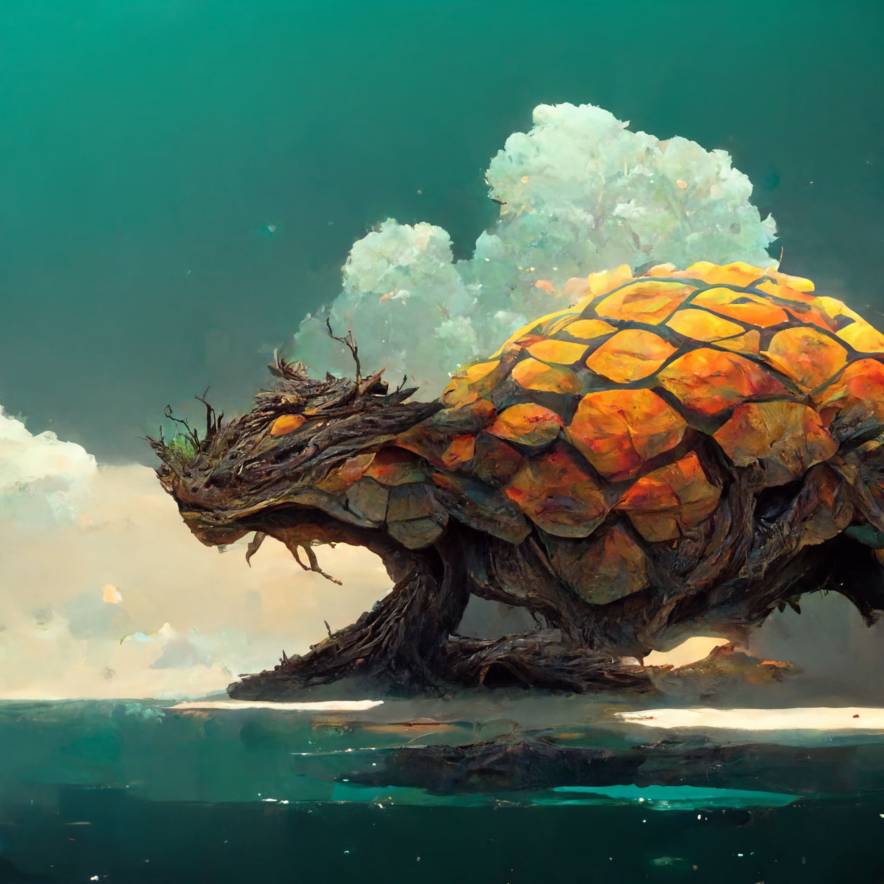 Dragon Turtle on Island by W33dox on DeviantArt