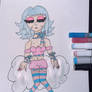 A pastel girl on a cloud