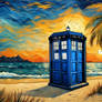 Van Gogh TARDIS on Beach | DreamUp Creation