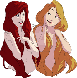 Commission: Ariel and Rapunzel