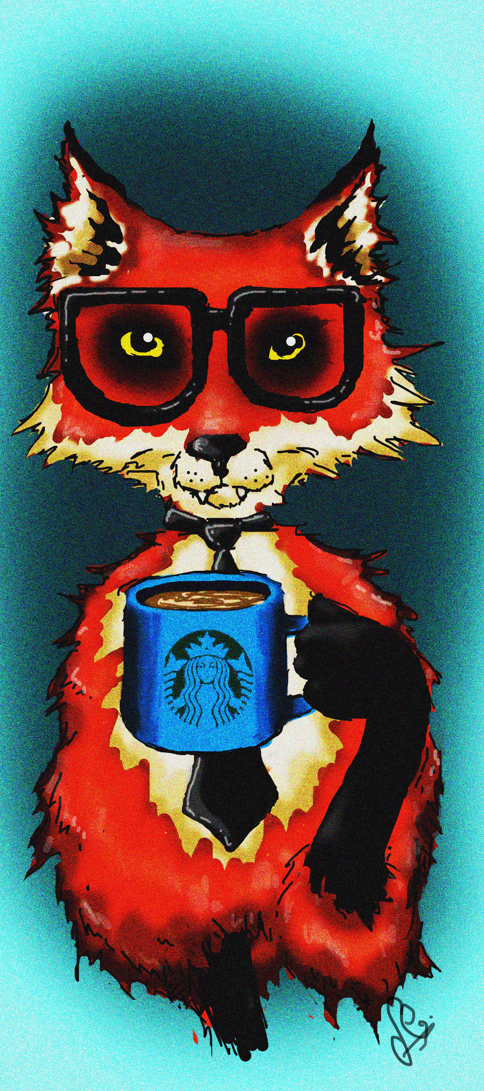 Hipster coffee fox