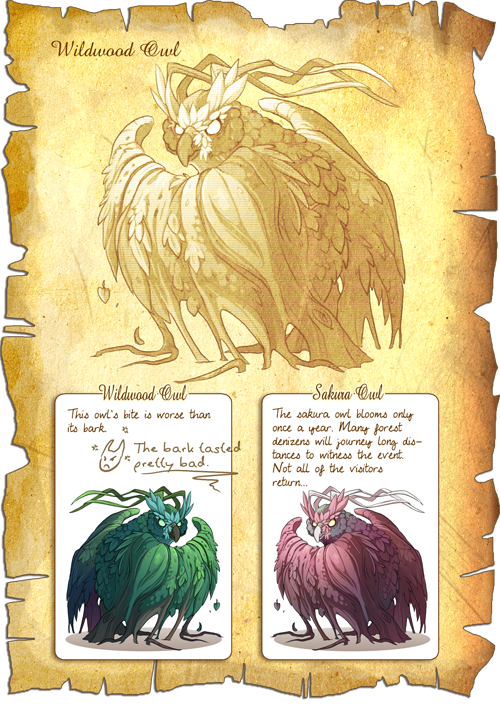Flight Rising Bestiary: Wildwood Owls by neondragon