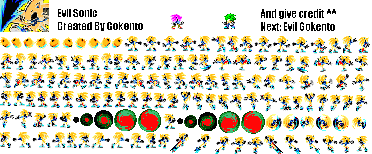 Sonic the Hedgehog Sprite Sheet - Evil Sonics Sonic Hacks