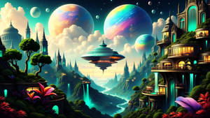Utopian City on an Alien World with Twin Planets