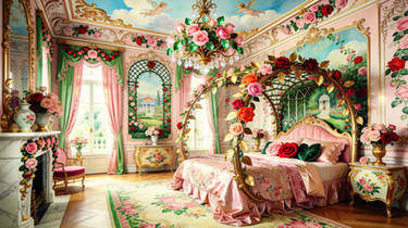 Romantic Pink Palace Bedroom Candlelit Sanctuary by HomeWallArtDecor on ...
