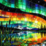 Stained Glass Aurora Over a Tranquil Lake