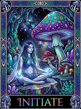 Ethereal Initiate Mushroom Cave Tarot Card