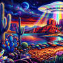 Dazzling UFO Desert Red Rock Alien Sky