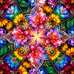 Dazzling Jeweled Floral Star Kaleidoscope
