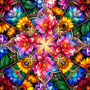 Dazzling Jeweled Floral Star Kaleidoscope
