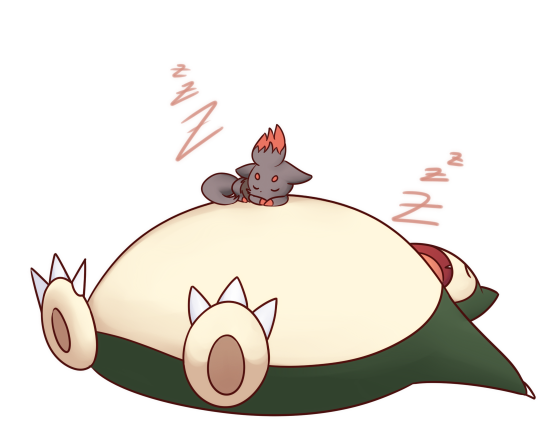 Zorua Sleeping On a Snorlax