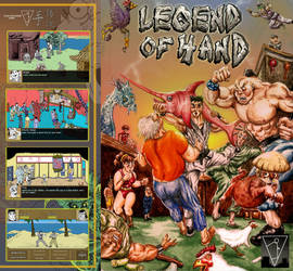 Legend of Hand - retro game boxart cover design