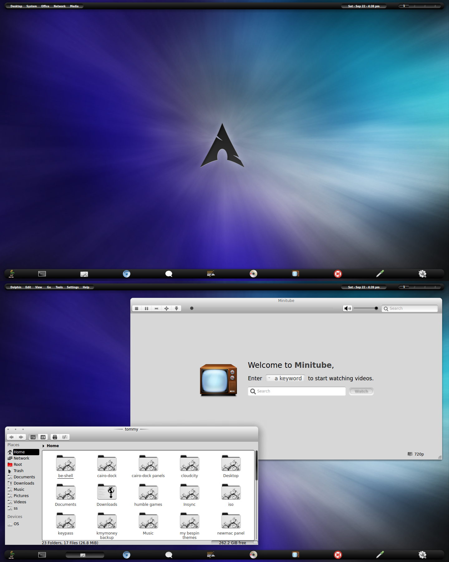 Arch KDE be::shell/bespin Black and Gray