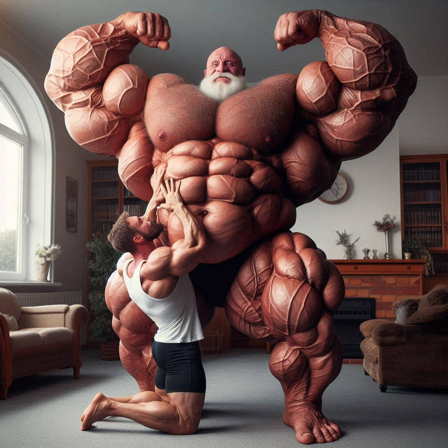 Giant Roid Man submitting to/and worshipping the roid god by BBeckster on DeviantArt