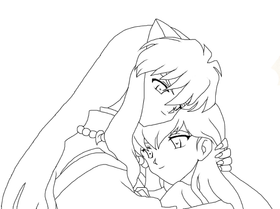 Kagome And Inuyasha Uncolored By Vespi On Deviantart