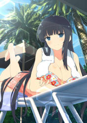 Ikaruga on the poolside