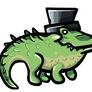 an alligator with a hat