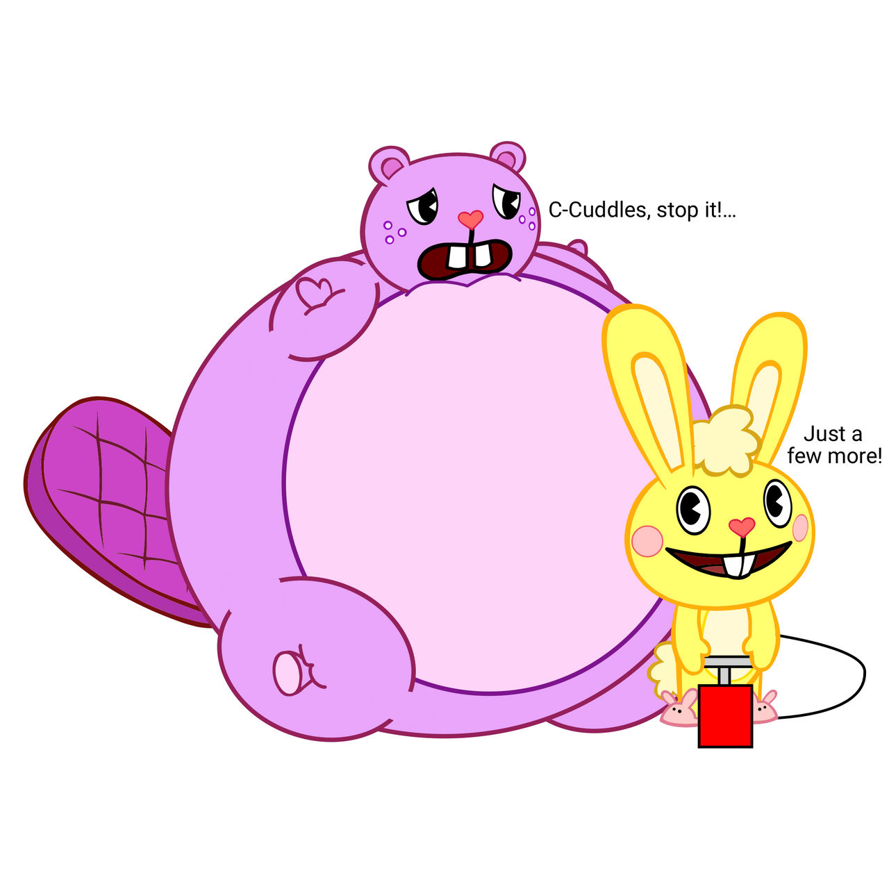 Cuddles inflate Toothy too big by HTFinflationFan10 on DeviantArt