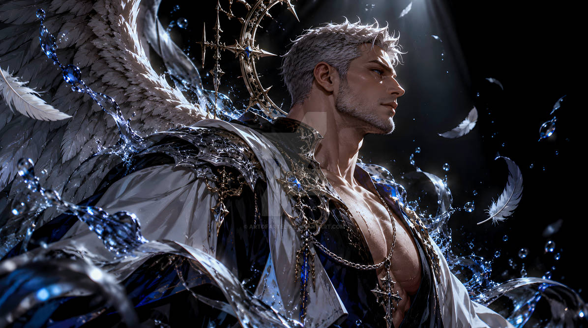 Angelic Header Celestial Angel Amidst Water and Feathers by ArtOfArtelia on DeviantArt