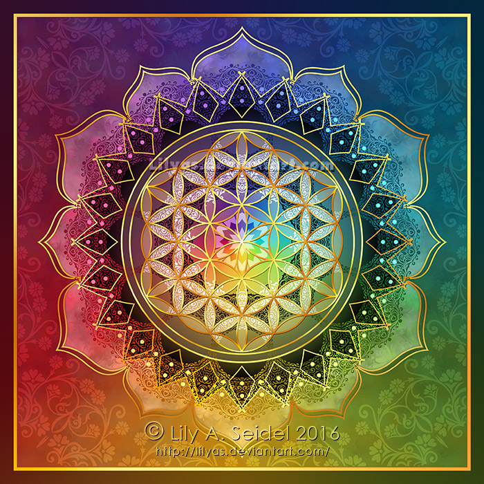 rainbow flower of life lotus by lilyas on deviantart