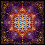 Golden Lace Mandala with Flower of Life by Lilyas