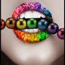 Rainbow Lips with Pearls