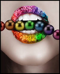 Rainbow Lips with Pearls