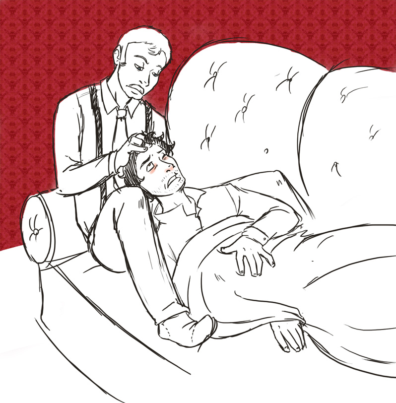 Sherlock+Watson sick fluff