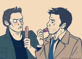 Wow who taught Cas how to eat popsicles?