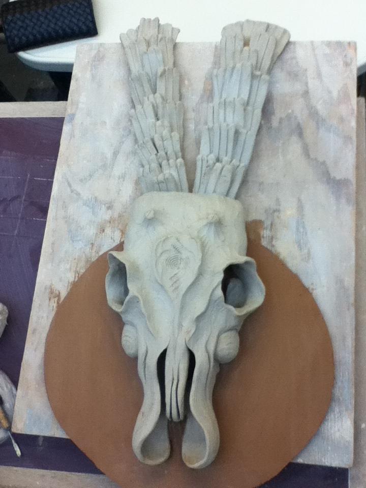 stag skull in progress