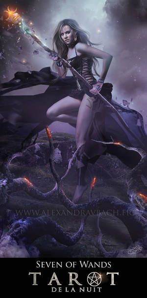 Le Tarot de la Nuit Seven of Wands by AlexandraVBach Le Tarot de la Nuit Seven of Wands by AlexandraVBach