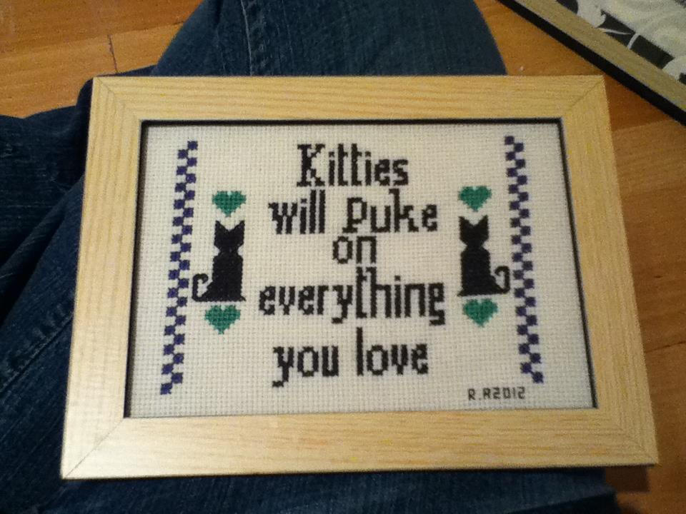 Kitty Puke CrossStitch by Literatic on DeviantArt