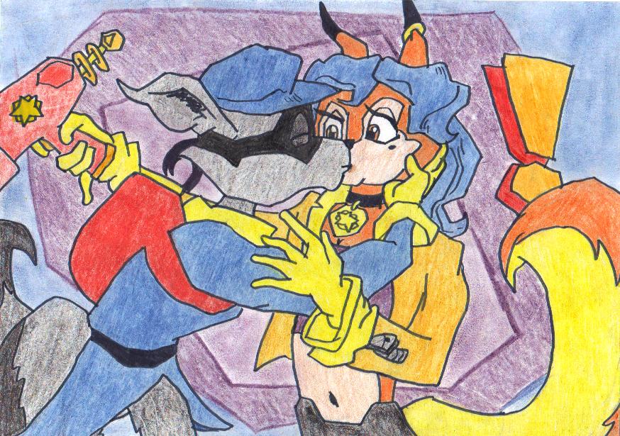 Sly kisses Carmelita