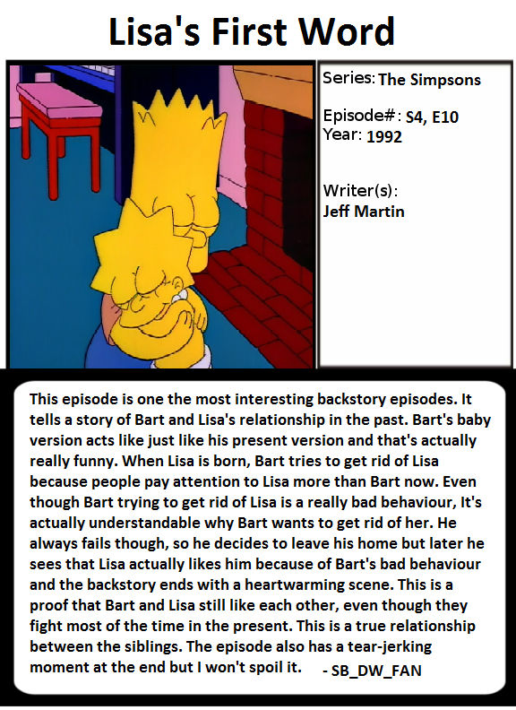Lisa First Word 1001 Animations: Lisa's First Word by spongebobdrwhofan on DeviantArt