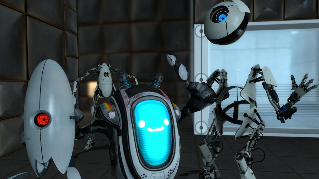 Включи роботы пальчики. Робот из портал. Робот с синими глазами. Роботы из портал 2. Ц3по робот.