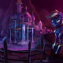 Evil guy is standing in front of the Canterlot