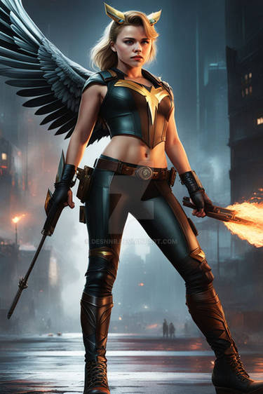 Actress Chloe Grace Moretz as Hawkgirl READY STANC