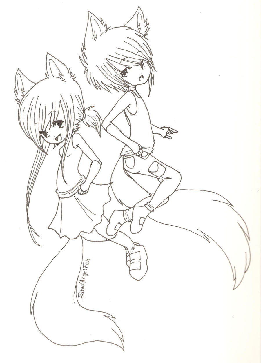 Lineart. Fox Twins.