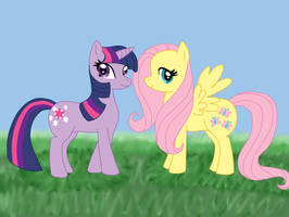 Twilight sparkle and Fluttershy - Coloured