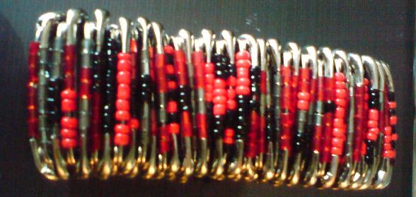 Red+Black Safety Pin Bracelet