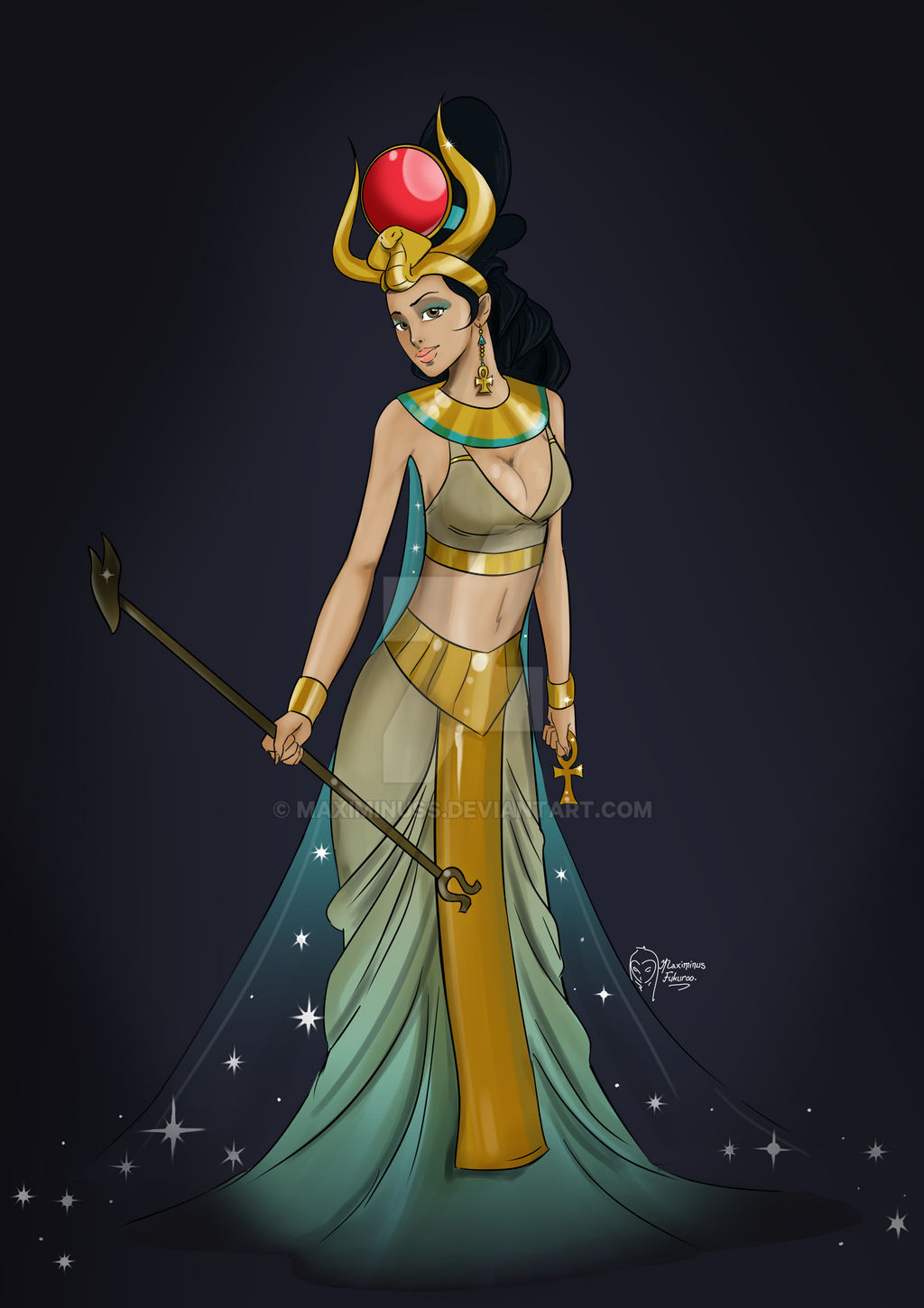 Hathor - Egyptian Goddess by Maximinus Fukuroo by Maximinuss on DeviantArt