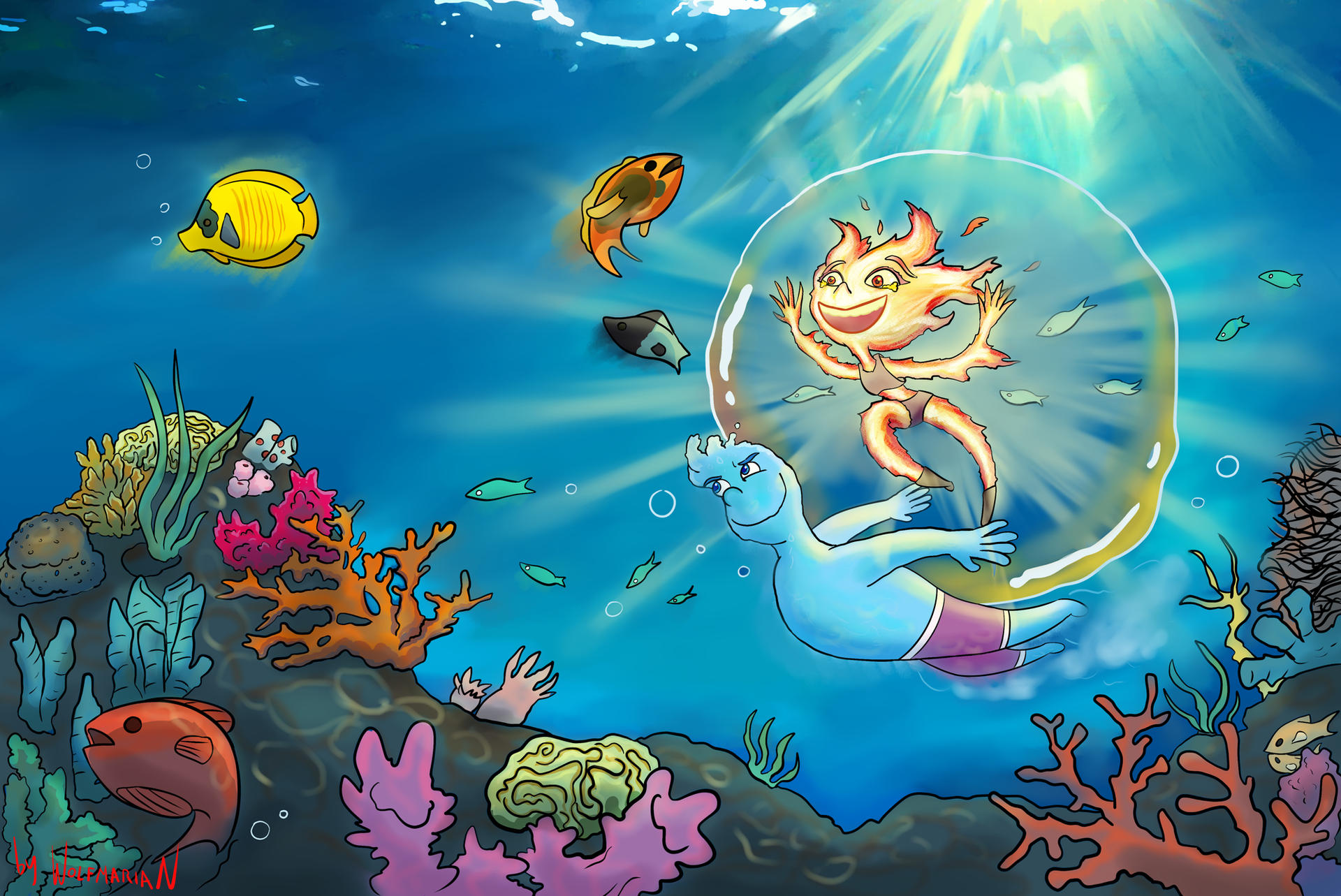 Showing her the wonders of the sea (Elemental) by Wolfmarian on ...